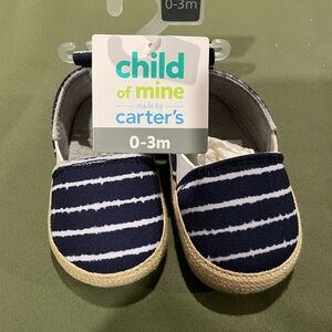 Carter's Navy and White Striped Baby Shoes